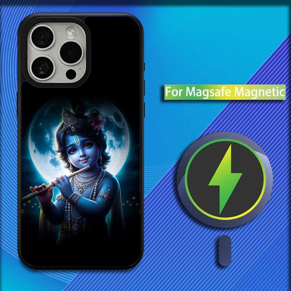 Funda de teléfono Vishnu Hare Krishna para iPhone 16,15,14,13,12,11,Plus,Pro,Max,Mini Magsafe carga inalámbrica magnética