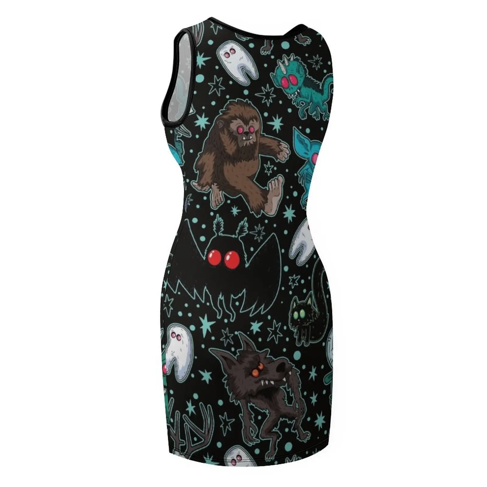 Cryptids Night-vestido veraniego negro sin mangas, ropa de playa, vestidos de fiesta para mujer, vestidos de noche, vestidos de novia para fiestas