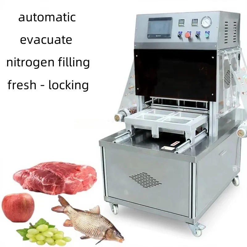 High Efficiency Vacuum Packaging Modified Atmosphere Tray Sealer Nitrogen Flushing Equipment for Meat Fish Ready Meal Packing