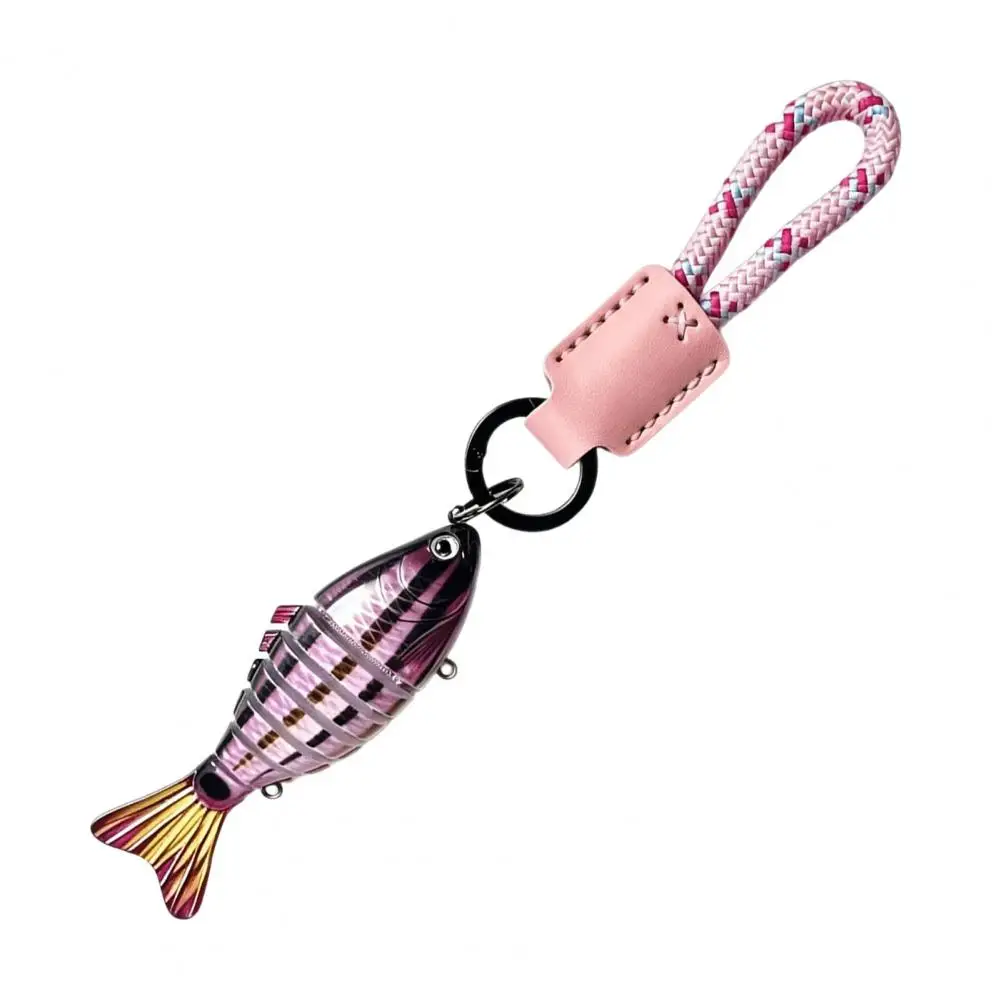 Small Fish Ornament Multi-jointed Fishing Lure Keychain with Braided Rope Artificial Swimbait Pendant Charm Vintage for Anglers