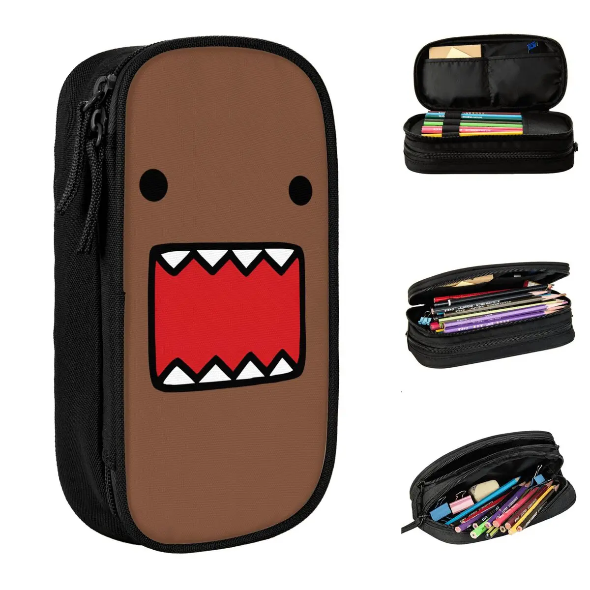 Domo Kun Face Meme Pencil Case Cute Anime Doll Pen Bag Student Large Storage School Supplies Gifts Pencilcases