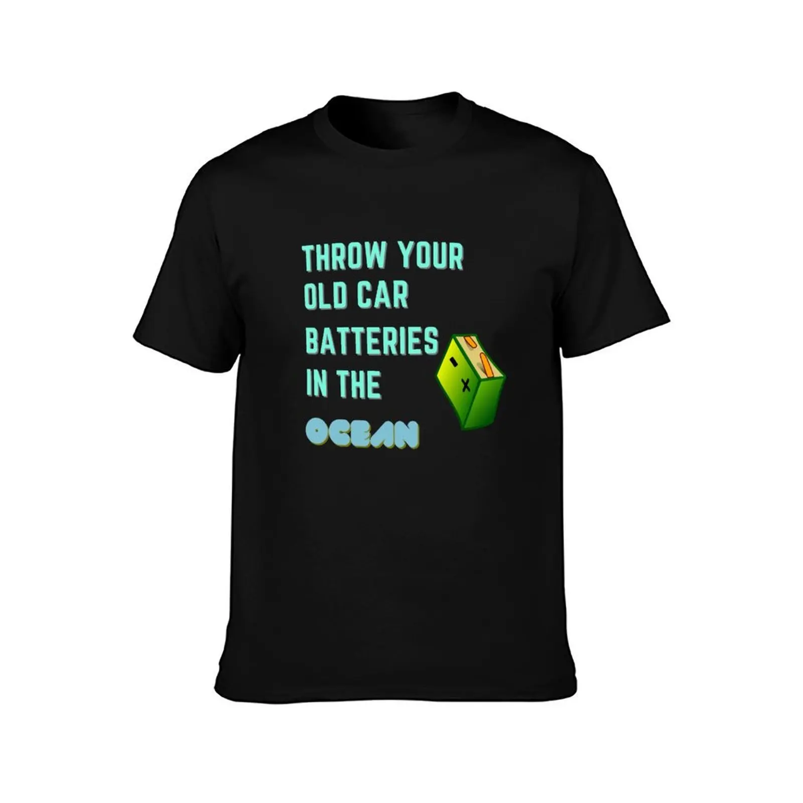 Throwing Used Car Batteries In The Ocean T-Shirt, Summer Casual Cotton Tee, Oversized Streetwear Tops, Vintage Graphic Print