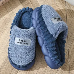 Zapatillas grandes de suela gruesa para hombre, chanclas peludas de algodón, cálidas, para interiores, talla grande 46 47