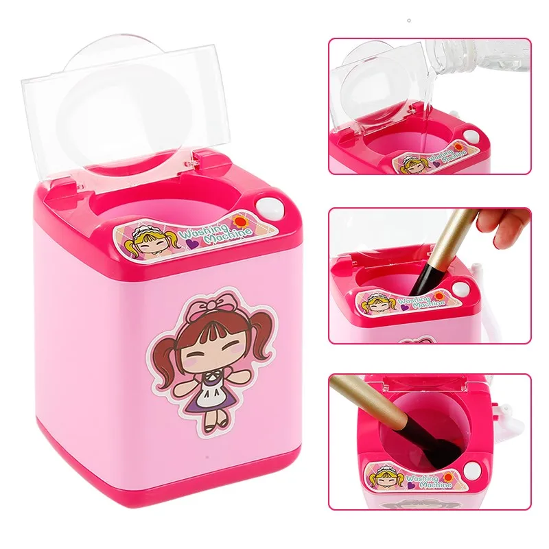 Mini Electric Washing Machine for Makeup Brush Clean and Dehydration Washer Powder Puff Beauty Egg Makeup Brush Cleaner Play Toy