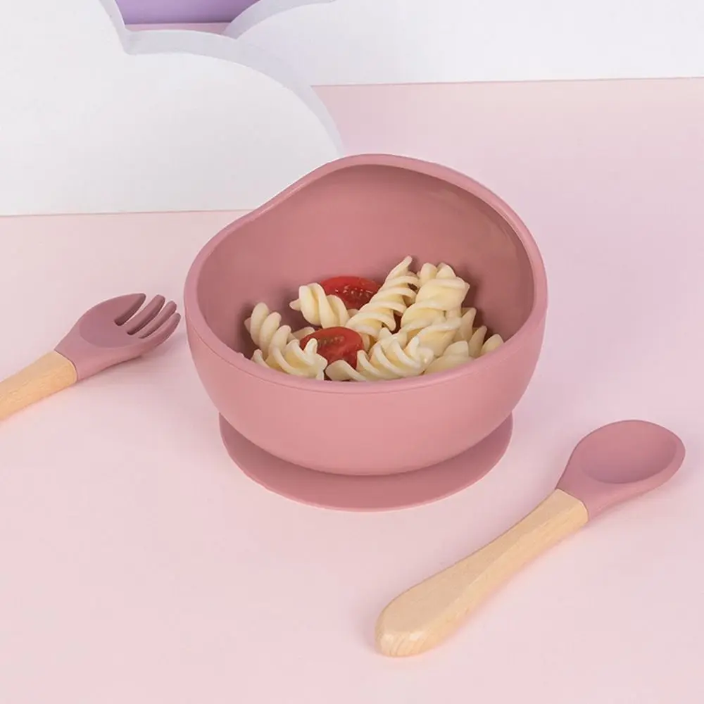 

Anti-Slip Silicone Baby Feeding Bowl Waterproof Flexible Spill-Proof Suction Bowl with Spoon&Fork Portable Feeding Bowl Set