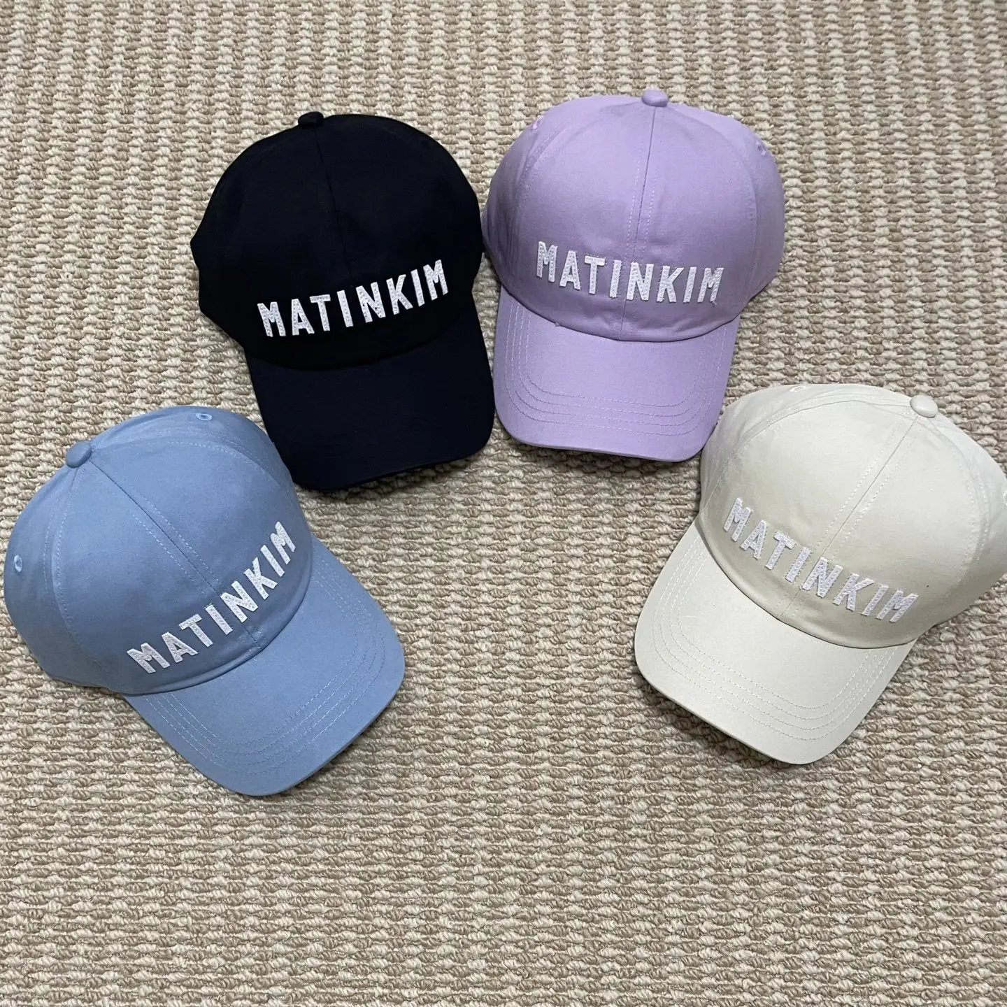 Matin Kim Macaron Color Couple Baseball Cap, Patch Embroidery Visor Hat for All Seasons