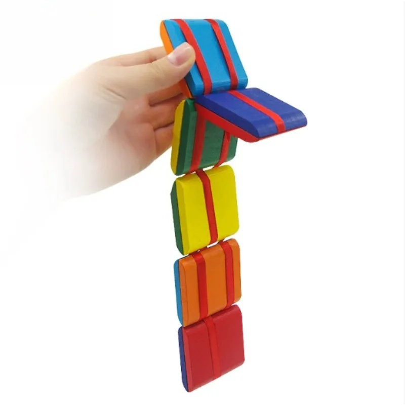 Infinite Magic Wooden Snake Blocks Foldable Flip Puzzle Toy for Kids Magic Tricks Magician Easy To Do Magic Props Comedy Games