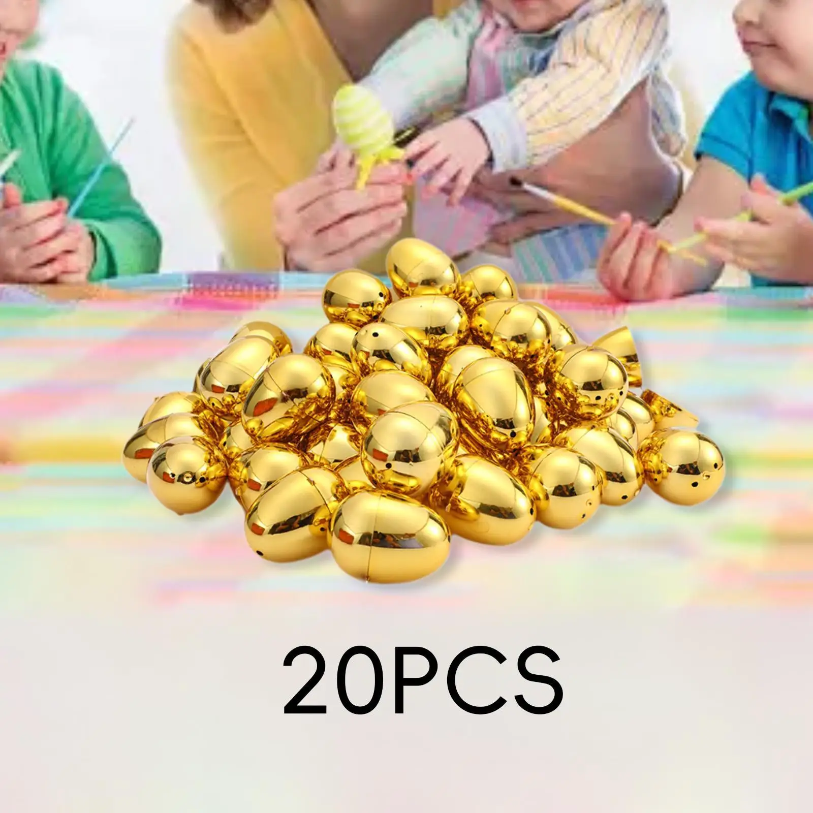 20x Golden Easter Eggs Basket Stuffers, Refillable Toys Unfilled Goodie Fillers Empty Easter Eggs for Party Favors Decoration