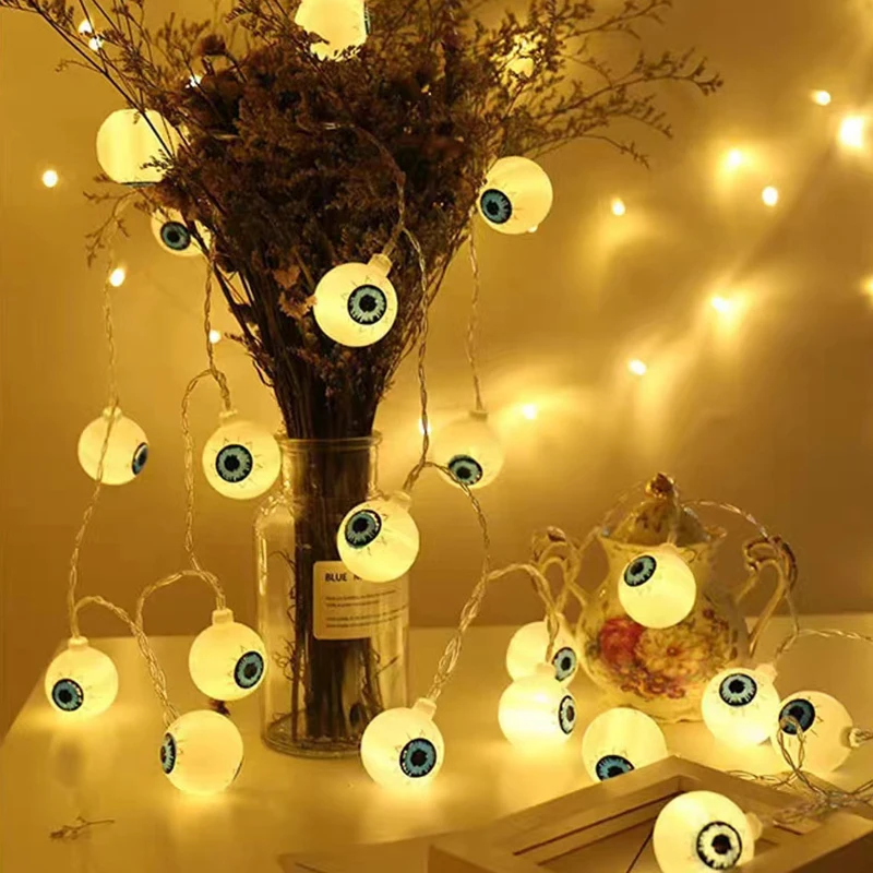 1,5 M 10LED Halloween LED Lichterkette Horror Augäpfel Kürbis Spinne Fledermaus Schädel Lampe Süßes Oder Saures Happy Halloween Party decor – Detail 7