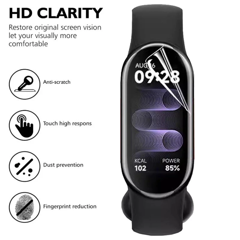 1-3PCS Pellicola Idrogel Per Xiaomi Mi Band 10 9 8 7 Pellicola Protettiva Morbida Smartwatch Protezione Dello Schermo Per Xiaomi Mi Band 10 HD Film