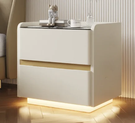 ￥%Wholesale Wooden Safe Luxury Modern Smart Bedside Table With Wireless C-type Charging Nightstand Cabinet With Light Charging - view 6