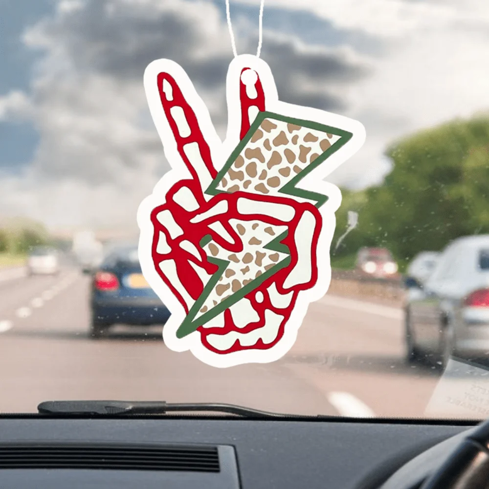 Cooler Peace Lightning Hand-Auto-Duftaufhänger – trendiges Grafikdesign, hängende Spiegelentlüftung, anhaltender Duft