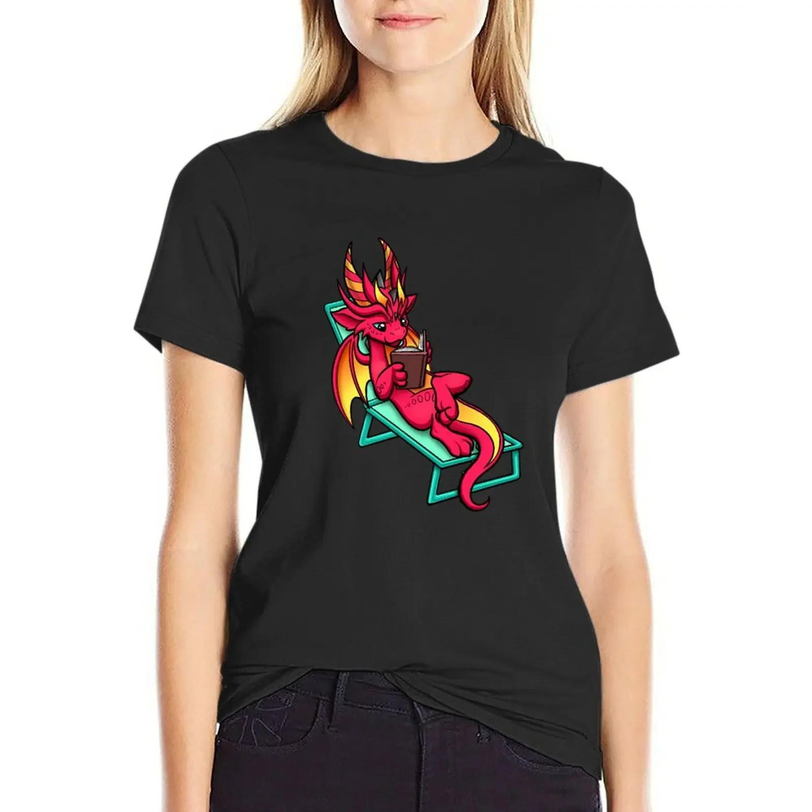 

Reading Dragon T-Shirt plus size tops korean fashion blanks t shirts for Women loose fit