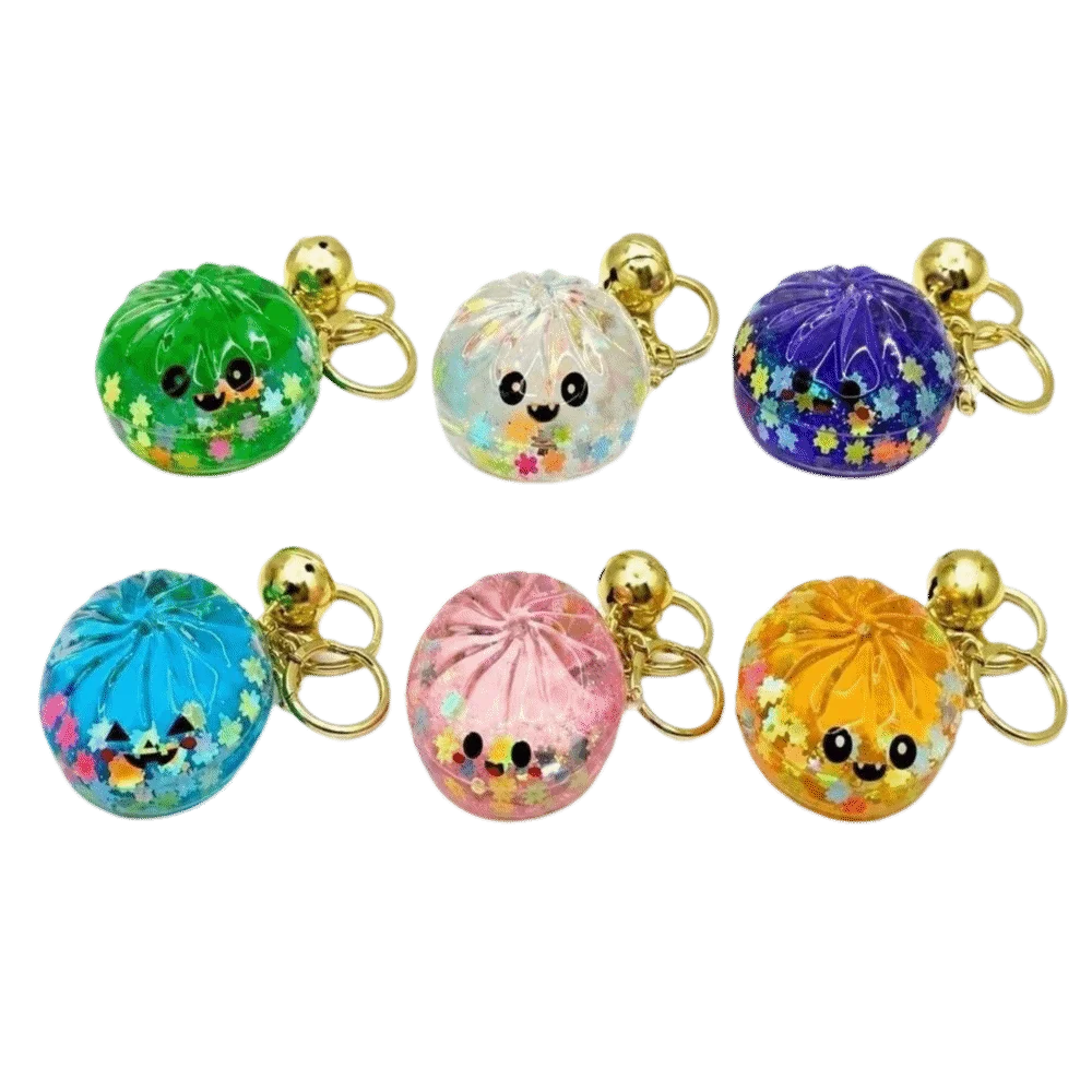 Creative Flowing Sand Dumpling Keychain Squishy Acrylic Cartoon Pendant Random 1 PCS Miniature Bun Pendant Key Ring