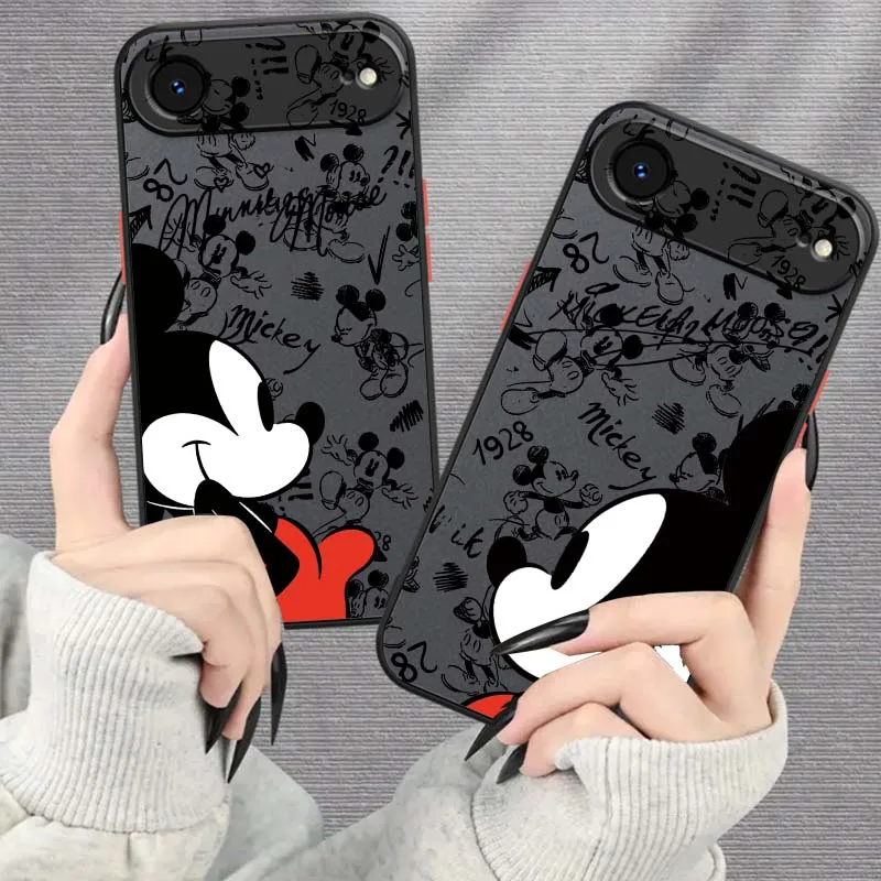 

Artistic Cute Mickey Mouse Phone Case For Apple iPhone 17 16 15 14 13 12 11 Air Pro Max Plus Mini Frosted Translucent