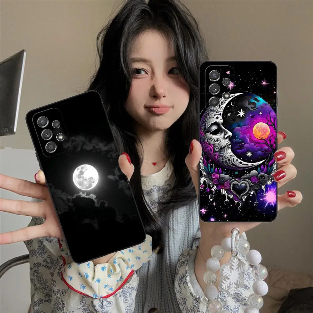 Moon Aesthetic Phone Case for Samsung Galaxy M55 54 42 35 34 33 32 23 22 15 14 13 12 F55 5G Soft TPU Shockproof Cover