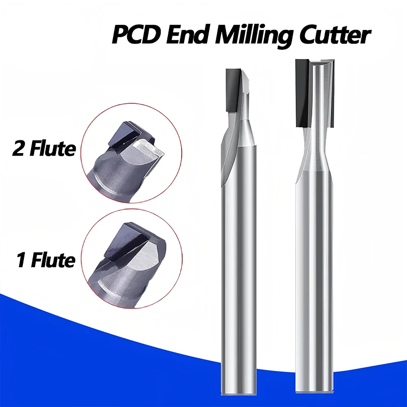 PCD Diamond Milling Cutter Single-edged Double-edged High-gloss Mirror Copper Aluminum Acrylic Graphite Polishing Milling Cutter