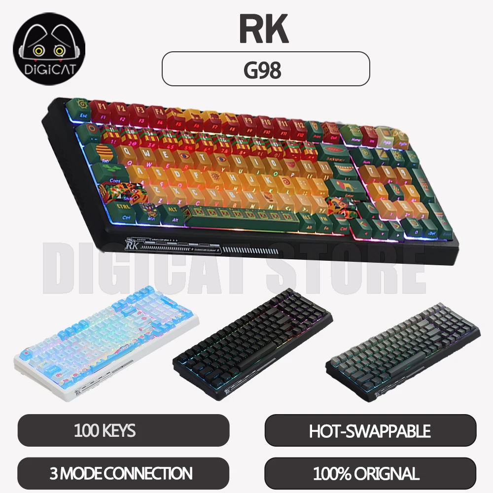 

RK G98 Gamer Mechanical Keyboard 100 Key Keycaps PBT 3Mode Bluetooth Wireless Keyboard RGB Backlit Hot Swap Gamer Keyboard Gifts