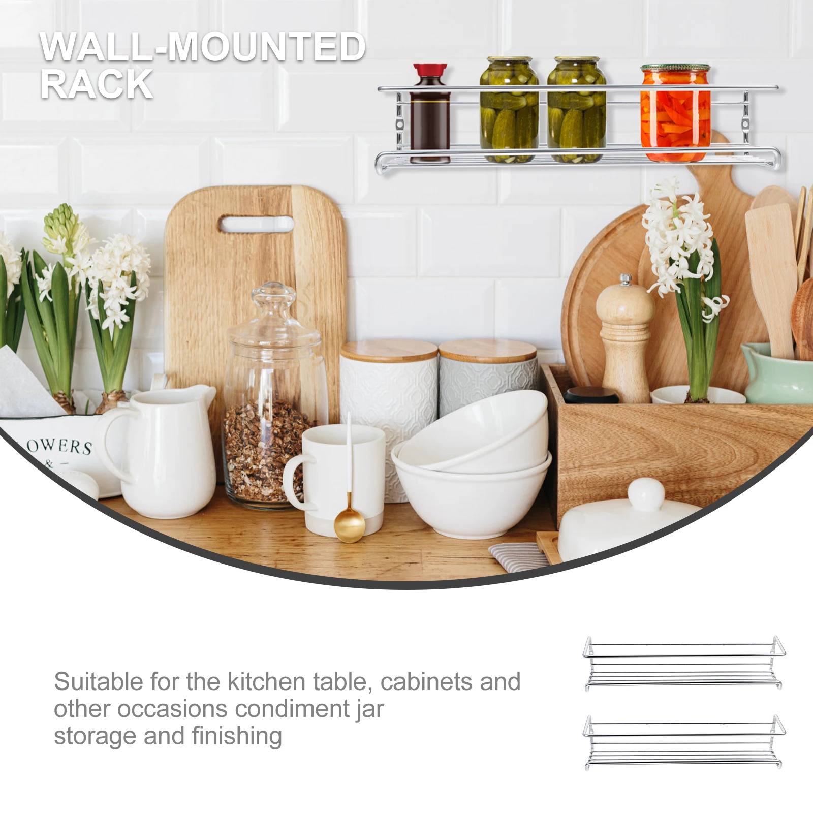 

2 Sets Kitchen Cabinet Rack Sturdy Spice ganizer Storage Seasoning WallMounted PVC Holder Condiment Tidy Efficient