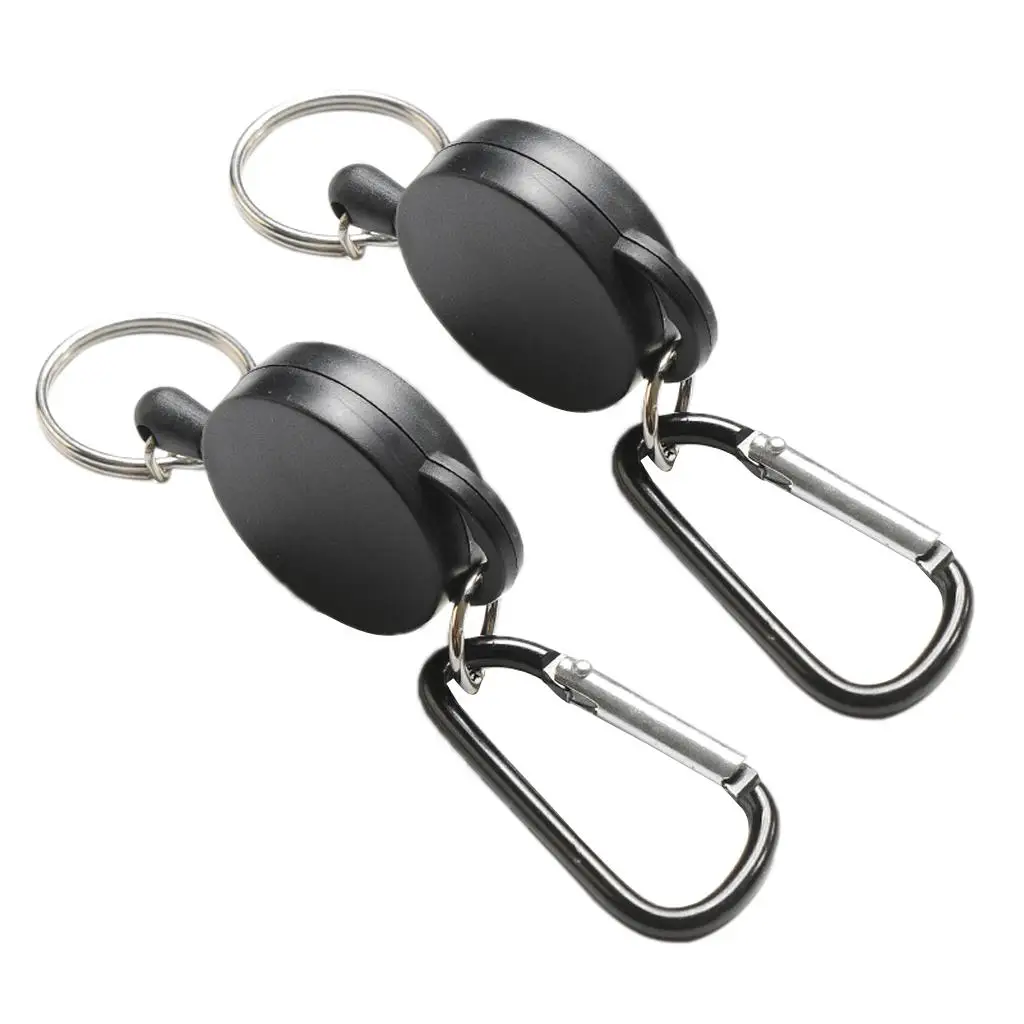 2pcs Retractable Badge Holder, Extendable Reel Clip with Carabiner Hook Buckle and , 25.5inch Retracting Cord