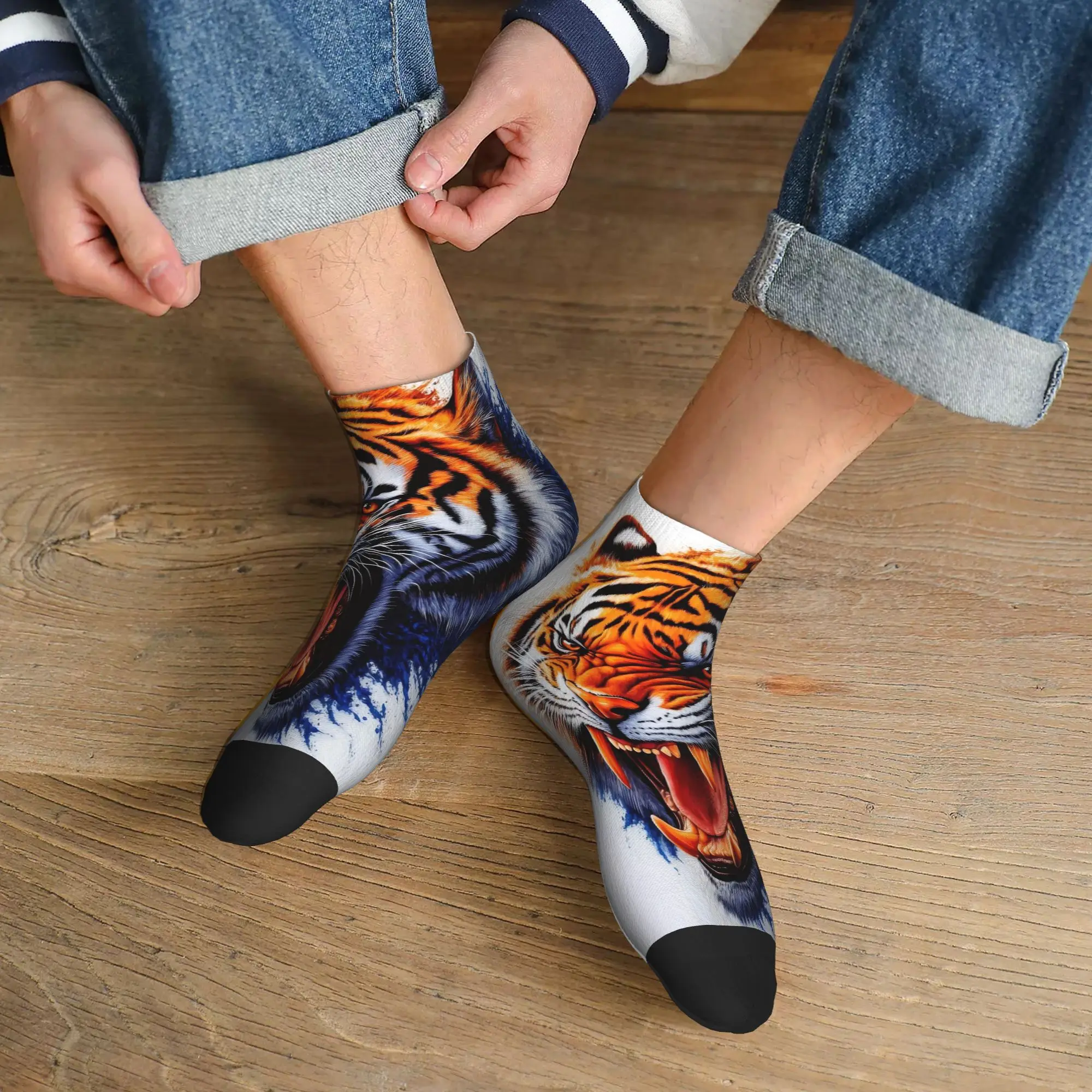 A Pair of Fierce Tiger Roar Korean-Style Trendy Short Socks for Popular Short Socks Suitable for All Seasons Affordable Low-Cut