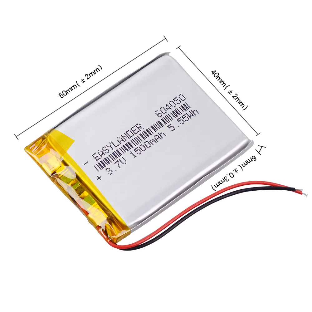 Batterie Lithium polymère, 3.7V, 1500mAh, 604050 cellules Lipo, pour jouet, MP3 MP4, GPS, haut-parleur, téléphone portable, DIY