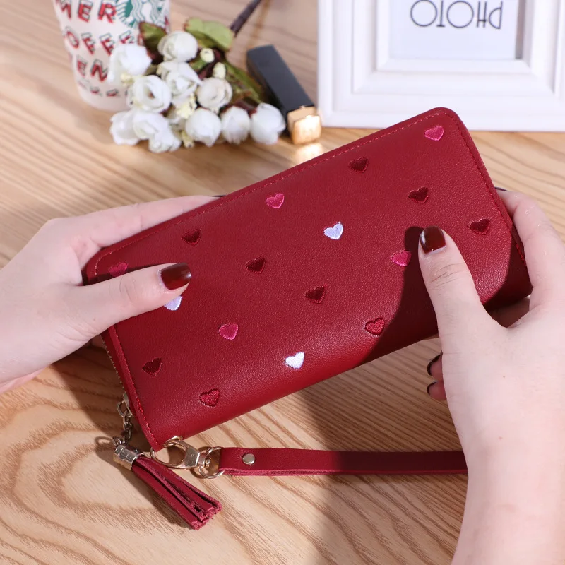 Fashion Long Women Wallets Purses Love Heart Wallets For Ladies Girl Money Pocket Card Holder Female Wallets Phone Clutch Bag