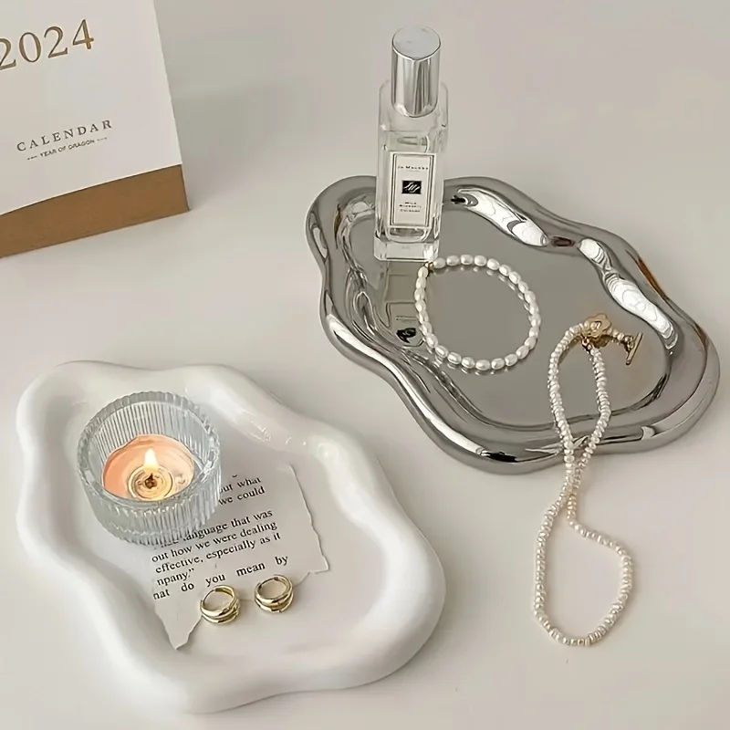 Decorative Cloud Trinket Jewelry Tray, Multi-Use Storage Dish for Earrings Bracelets Necklaces, Stylish Home Ornament & Holiday
