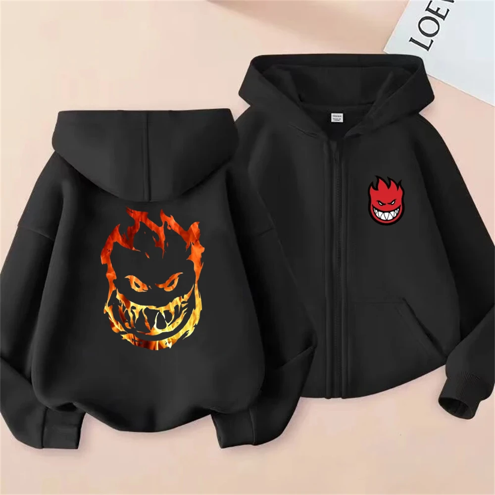 Boys Zipper style Hoodie Children Sweatshirt Suitable age 3-12 Girls coat Ripper Spitfire Zombie Wheels Children Clothing tops