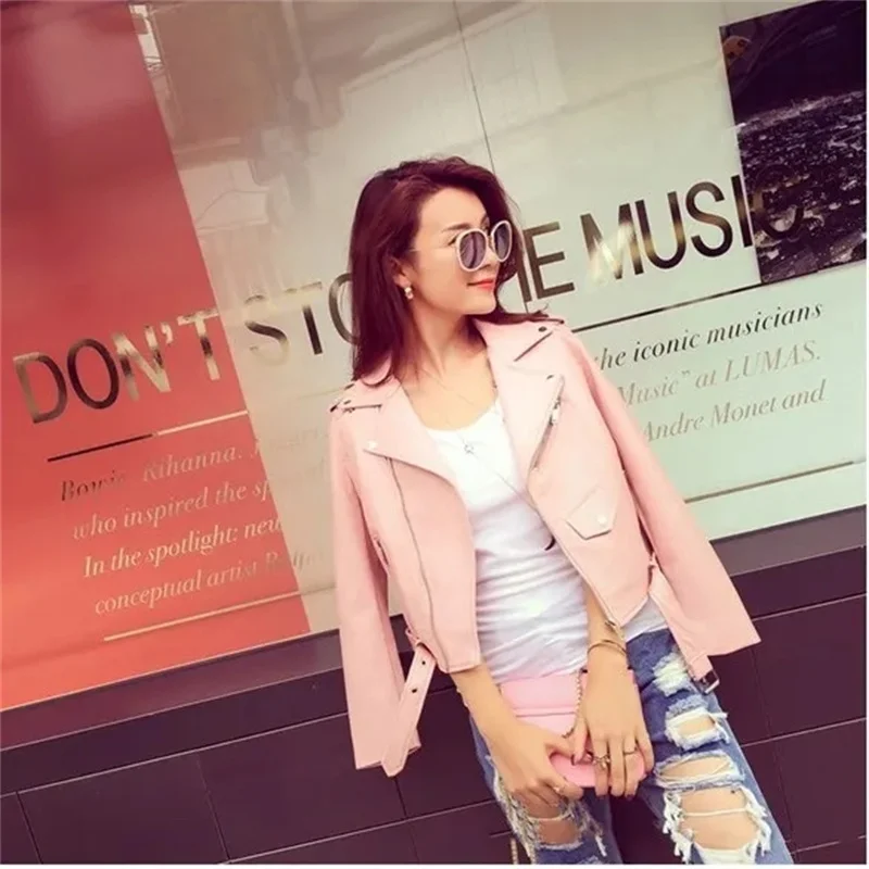 Nieuwe 2026 dames motorfiets leer PU imitatieleer losse jas zwarte jas Moto Biker Coat Uitloper