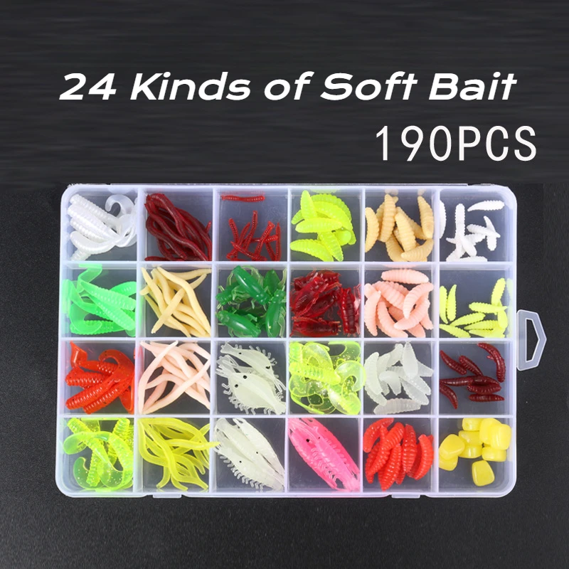 1Set Angeln Locken Weichen Köder Silica Gel Mahlzeit Rot Wurm Regenwurm Einzigen Doppel Schwanz Weichen Garnelen Gemischt Boxed angeln Lieferungen