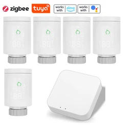 6pcs Tuya ZigBee 3.0 Smart Thermostatic Radiator Valve Temperature Control Voice Remote Control Via Alexa Smart Life App