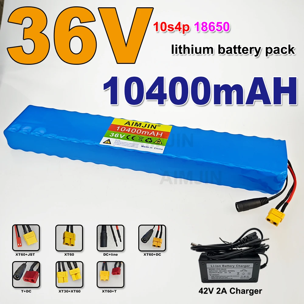 

Литий-ионный аккумулятор 36 В, 10400 мАч, 18650, 10S4P, подходит для велосипедов, автомобилей и электрических скутеров, со встроенным BMS