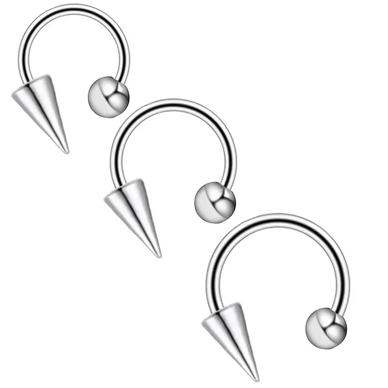 16G Cone Septum Ring Stainless Steel Horseshoe Nose Piercing Spike Lip Rings Black Color Tragus Helix Earring Body Jewelry