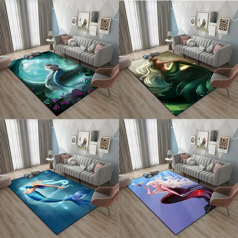 Mermaid Pattern Bedroom Floor Mat Decoration Home Living Room Floor Mat