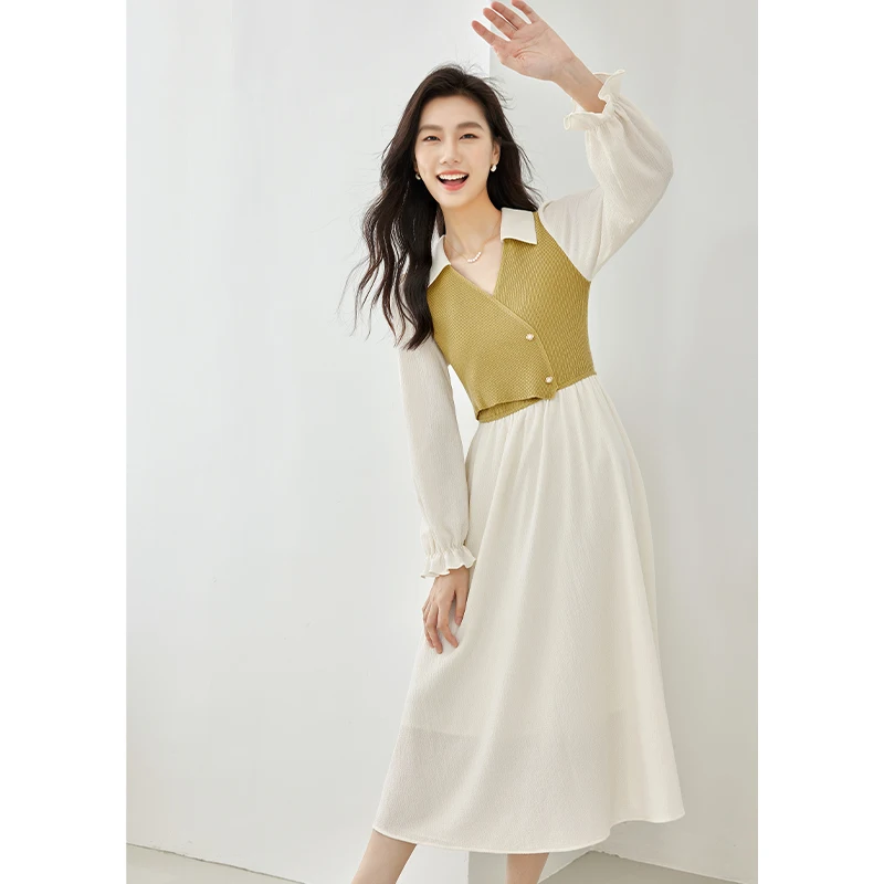 

V-Ne Knitted Dr Spring Autumn Women's Faion Waist Cinched Unique Personali A-Line Skirt Polyester Spandex Blend Long...