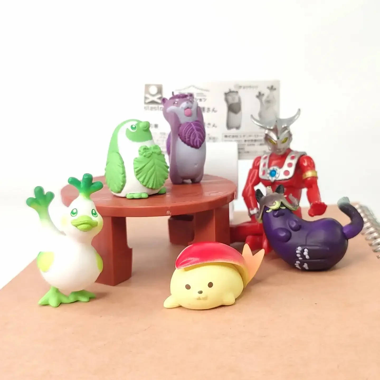 Stasto stand stone capsule toys Animal Attraction Vegetable fairy and Fruit fairy kawaii Red cabbage otter Kale penguin figures