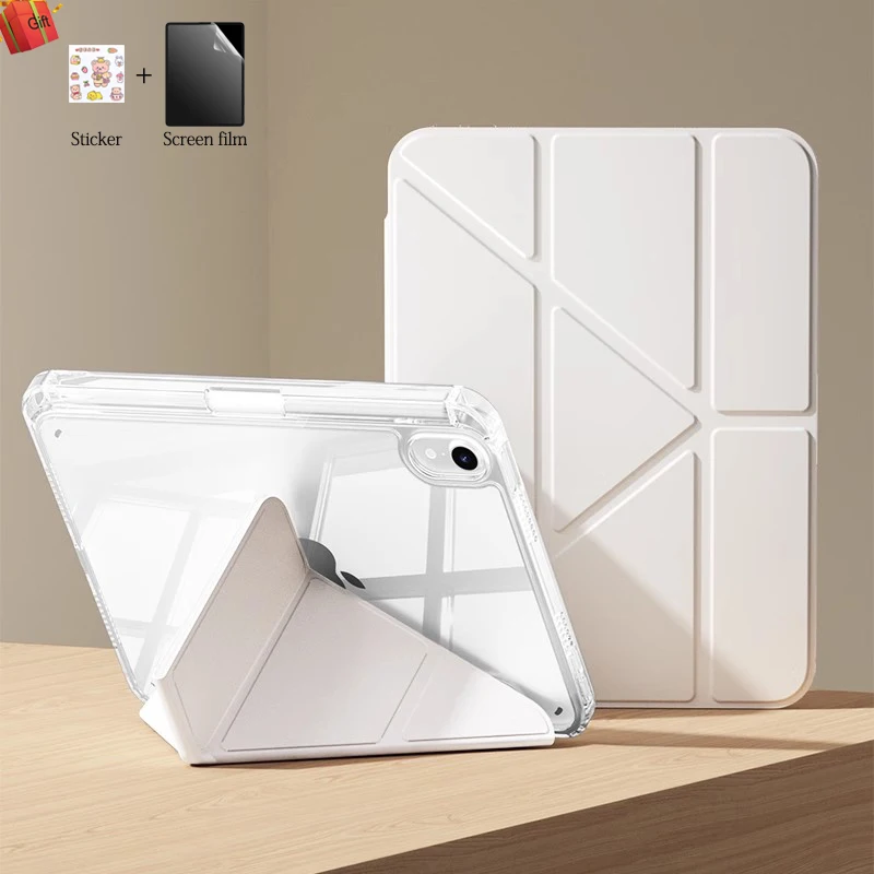 Tablet Case For iPad Mini A17 Pro 2024 Cover Mini 6 multi-fold bracket Shell with Film for iPad Air 6th m2 11 Pro 13 2025 Funda