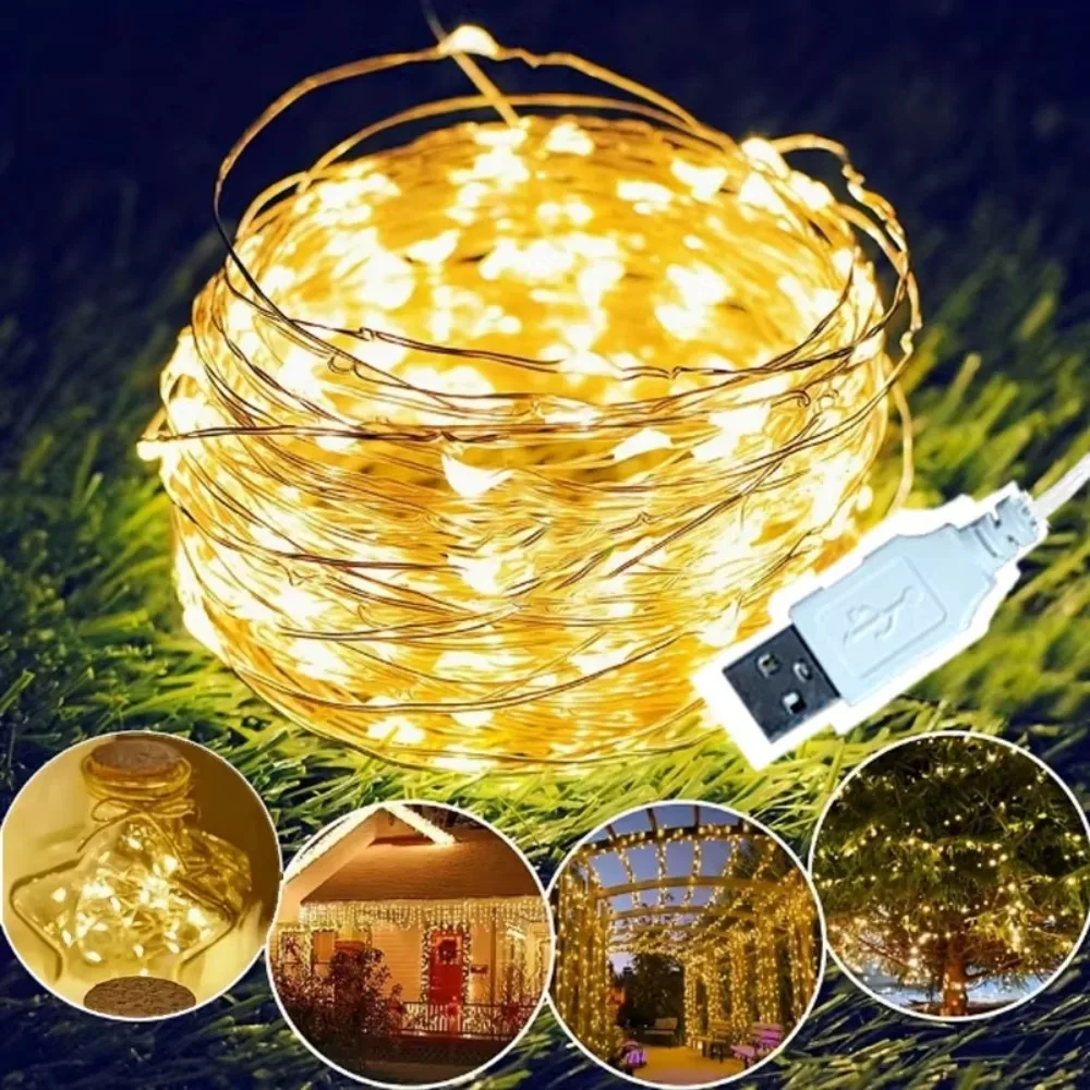 USB Powered Fairy String Lights Copper Wire Warm White for Christmas Weddings Parties Festival Garden Patio Home Decoration