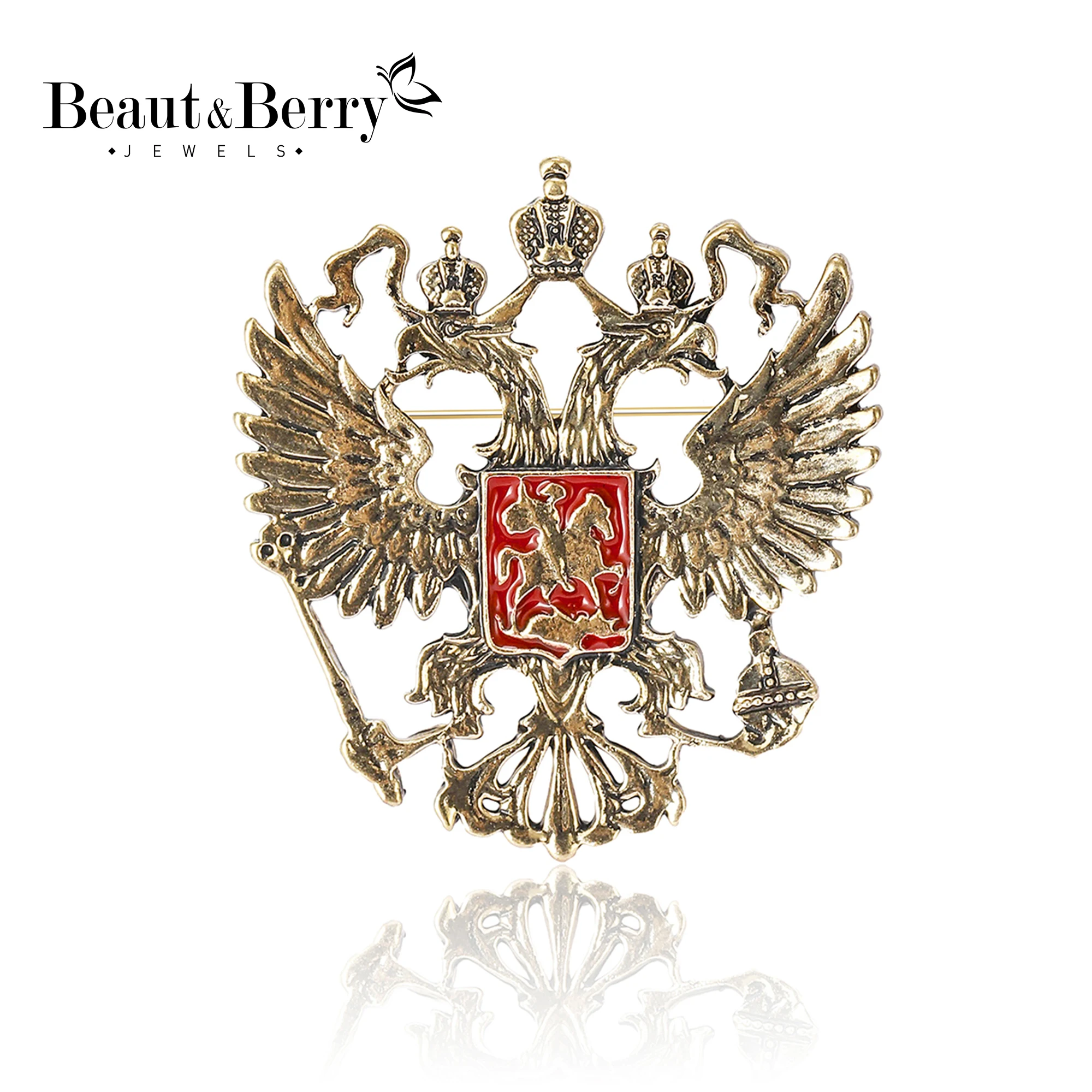 Beaut&Berry Retro Men's Double Headed Eagle Brooch Alloy Animal Pin Fashion Accessory Men's Jewelry Accessories Gift