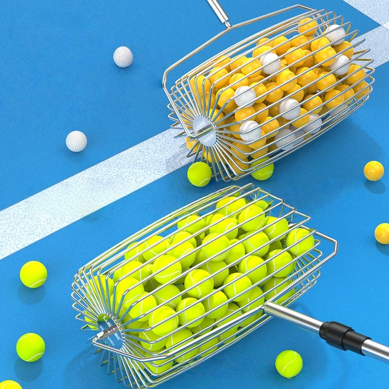 Portable Adjustable Table Tennis Roller Ball Picker Jumbo Tennis Ball Collector Stainless Steel Ball Catcherpromote sales