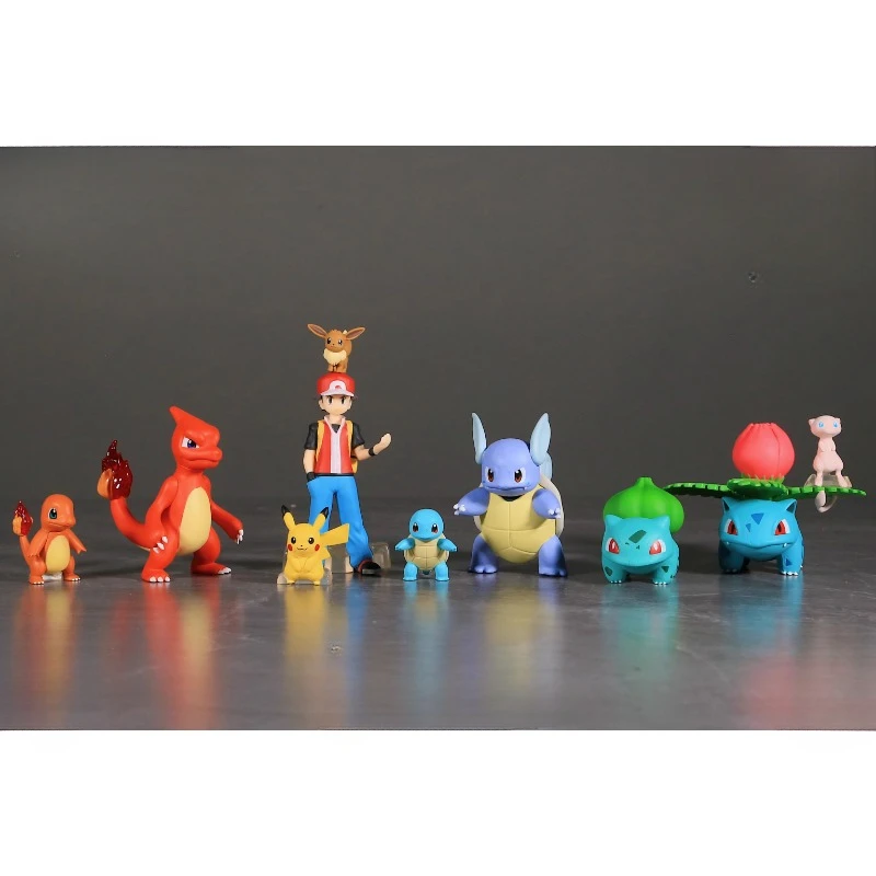 Original Bandai Pokemon Scale World Kanto Region Red Pikachu Mewtwo Eevee Charmander Bulbasaur Squirtle Anime Figures Toy Gifts