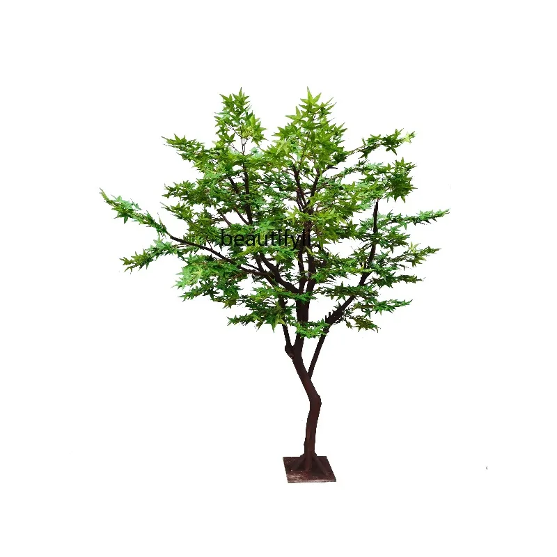 A485 Artificial Green Red Maple Tree Acer Palmatum Leaf Japanese Style Garden Landscape Design Show Window Decoration Fake Flowe