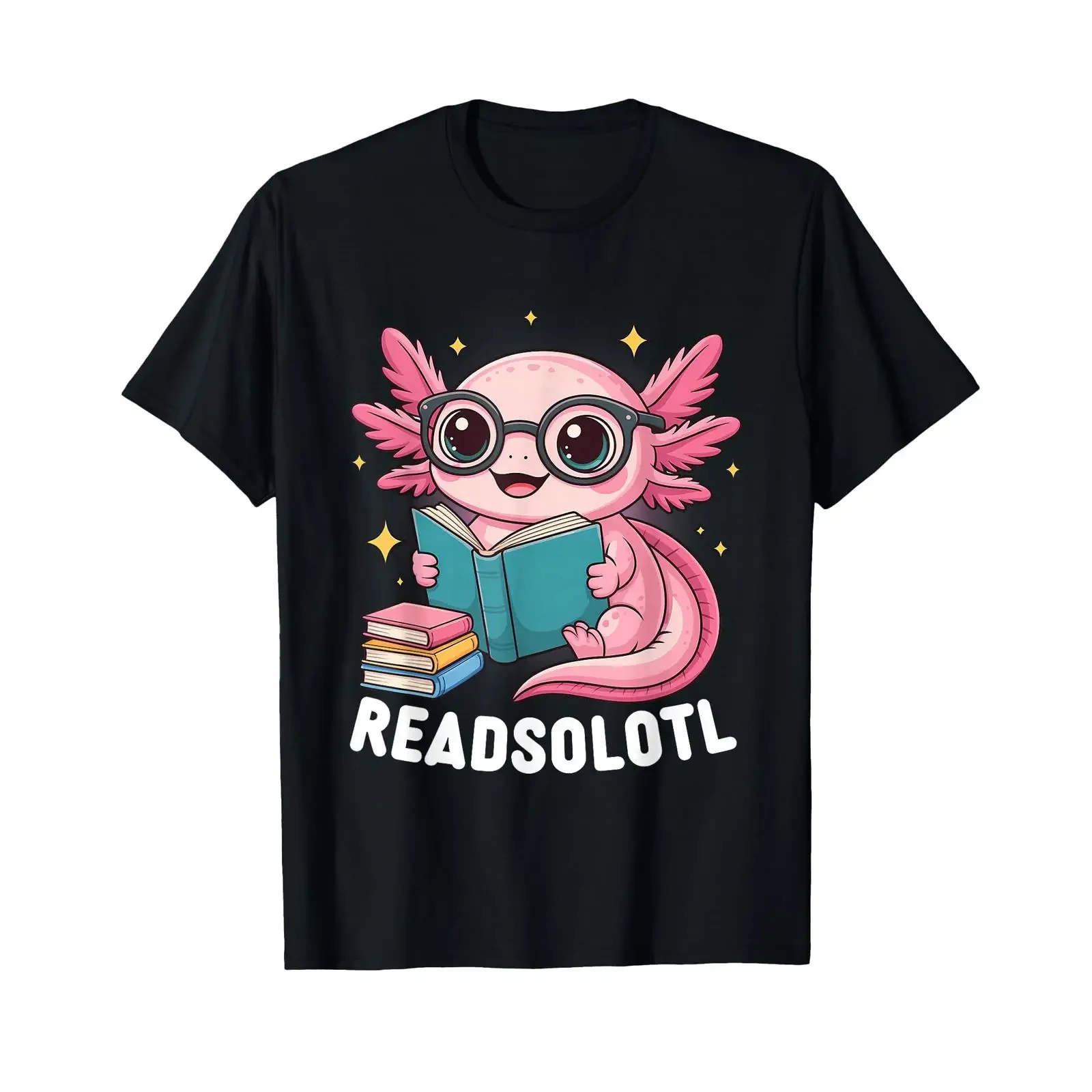 Readsolotl Kawaii Axolotl Funny Reading Book Lover T Shirt vintage Washed Unisex designer clothes homme Soft Comfortable