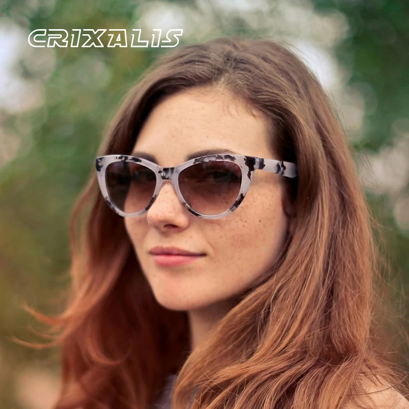 CRIXALIS Retro Vintage schmale Cat-Eye-Sonnenbrille für Damen im 90er-Jahre-Stil, kleiner schicker Stil, trendige Sonnenbrille, UV400-Schutz
