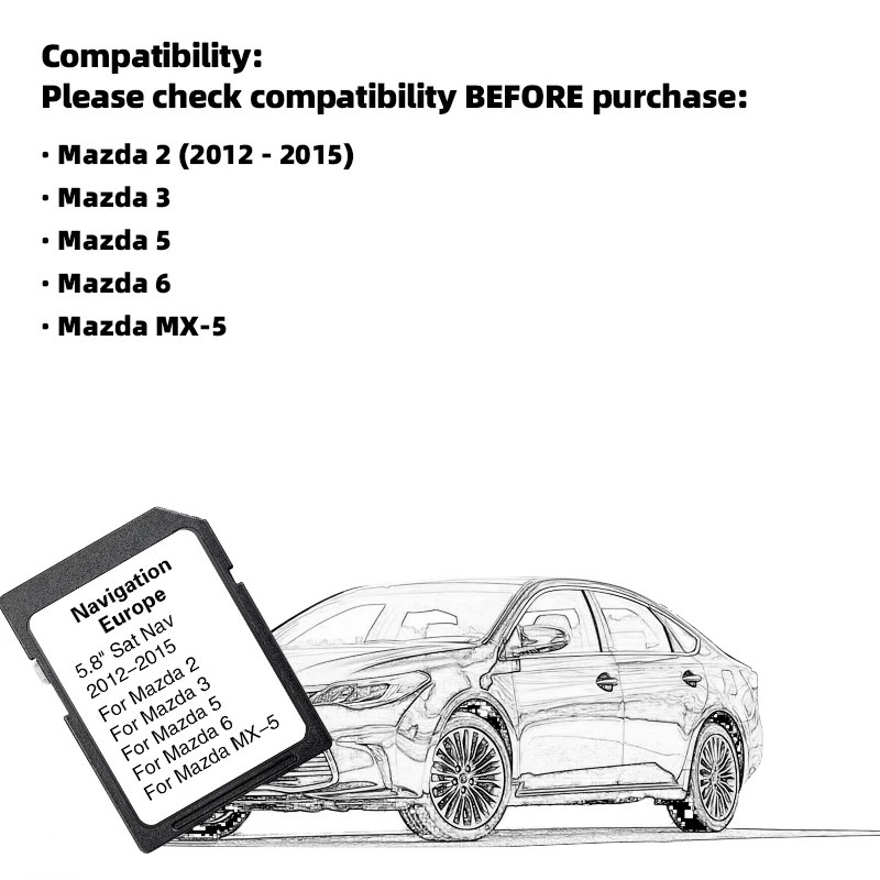 2023/2024 Version Maps EU Britain Navigation SD Card for Mazda 2/3/5/6/MX-5 Car Sat Navi AVN1 GPS Card Update Maps Data 8GB