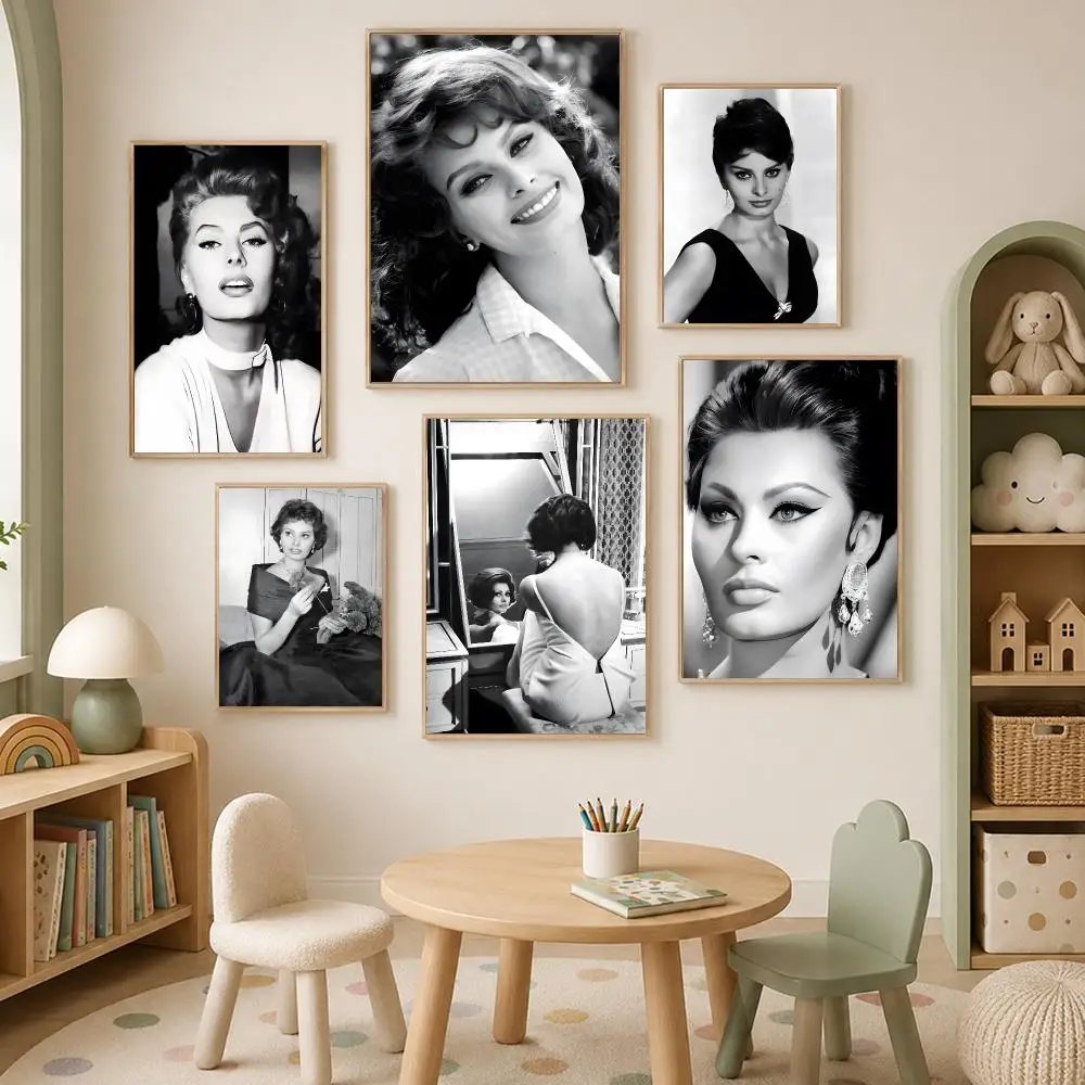 Classic Actress Sophia Loren Poster Self-Stick HD PP paper Wall Art Poster, Waterproof Decor for Bedroom, Living Room