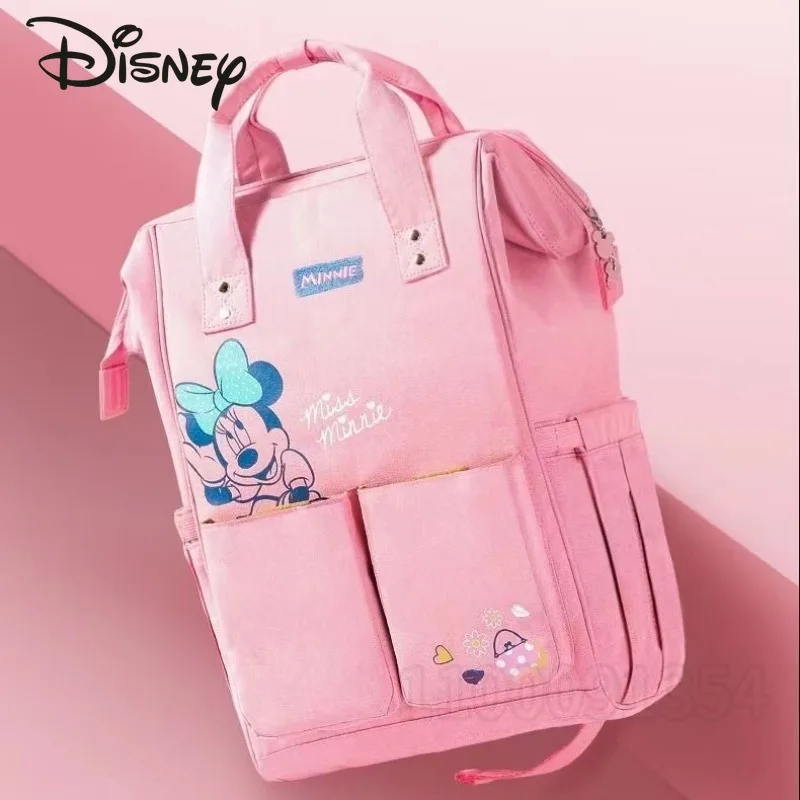 Disney-Bolsa de pañales de Mickey para bebé, mochila multifuncional Original de marca de lujo, bolsa de pañales de moda de dibujos animados