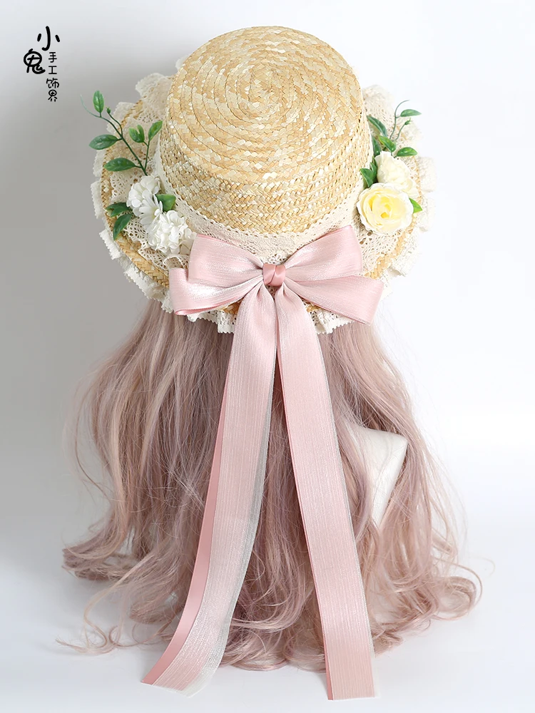 Original Design Pastoral Style Lolita Hat Straw Hat French Flower Sun Hat