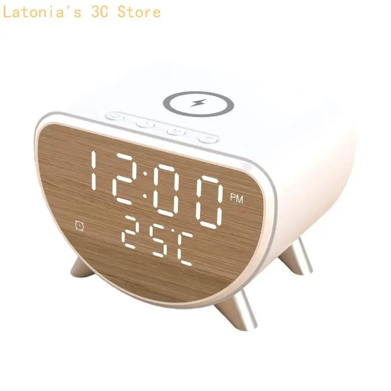 3 in 1 Alarm Clock with Wireless Charging Pad, Temperature Display Digital Alarm Clock for Desk Placement Daily X3UB